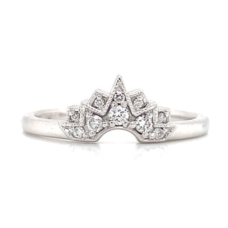 18ct White Gold Diamond Aztec Style Crown Ring