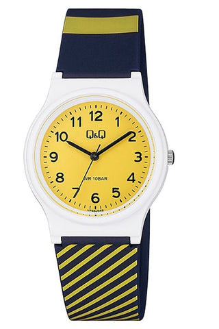 Q & Q Boys Navy And Yellow Stripped Watch
