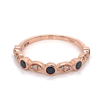 9ct Rose Gold Earth Grown Diamond and Black Earth Grown Diamond Vintage Style Ring