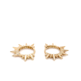 9ct Yellow Gold Fanned Spike Clicker Hoops