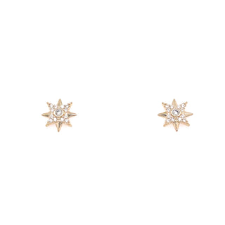 9ct Yellow Gold Celestial Star CZ Stud Earrings