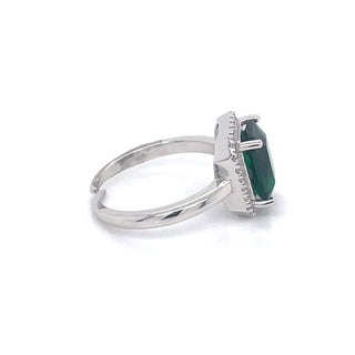 Sterling Silver Emerald Cut CZ Emerald Ring
