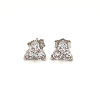 Three Stone Silver  Earrings