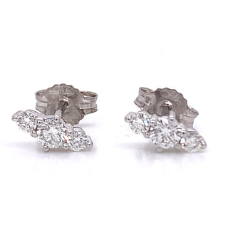 .9ct White Gold 0.40ct Earth Grown Diamond 3 Stone Stud Earrings