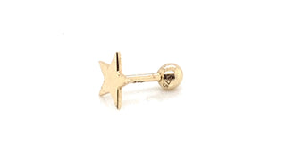 9ct Gold Medium Flat Star Single Piercing Stud Earring