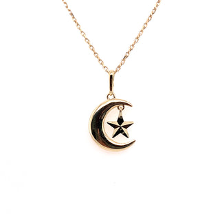 Star Sitting in Moon 9ct Gold
