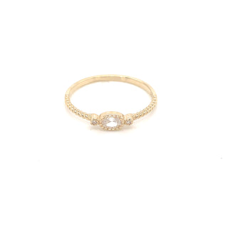 9ct Yellow Gold Oval & Round Three Stone Dotted Band