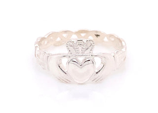 Sterling Silver Claddagh Ring With Twist Band