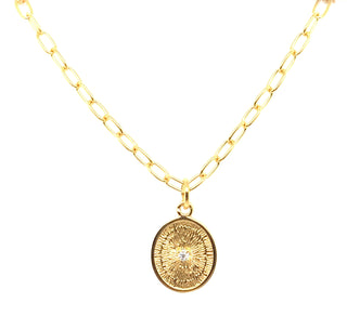 Sterling Silver And Gold Cz Centre Coin Necklace