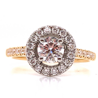 Louise - 18ct Yellow Gold with Platinum Head Halo Earth Grown Diamond Engagement Ring