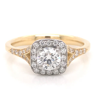 Loretta - 18ct Yellow Gold Round Cut Halo Earth Grown Diamond Engagement Ring