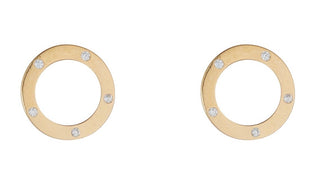 9ct Yellow Gold Flat Cz Circle Stud Earrings