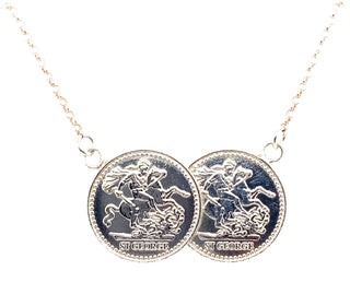 Sterling Silver Double Coin Necklace