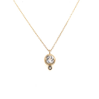 Anma 14ct Gold White Topaz & Diamond Necklace