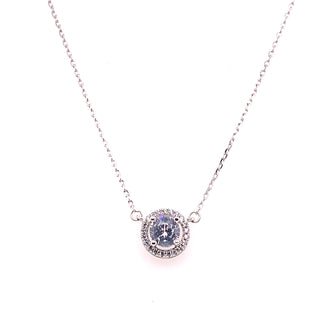 Sterling Silver Cz Round Halo Pendant