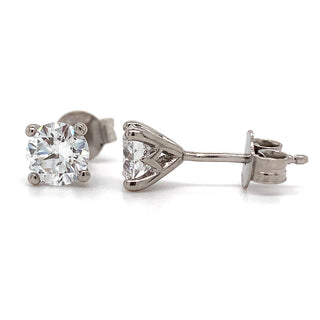 18ct White Gold 1.19ct Total Laboratory Grown Round Diamond Stud Earrings