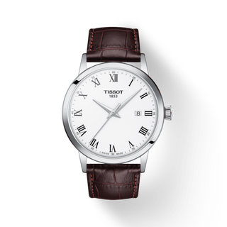 Tissot Silver Classic Dream with Brown Leather Strap