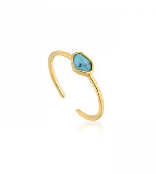 ANIA HAIE Turquoise Adjustable Ring Gold