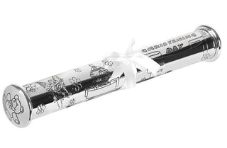 Silver Plated Christening Certificate Tube