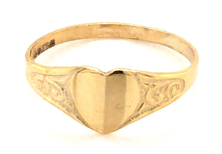 9ct Yellow Gold 6mm x 6mm Heart Child’s Signet Ring.