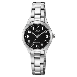 Q & Q Ladies Stainless Steel Bracelet Strap Watch With Black Dial