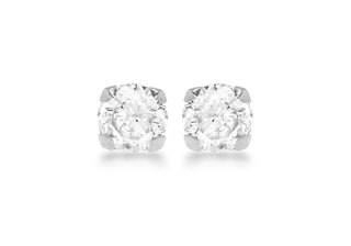 9ct White Gold 6mm Round Cz Stud Earrings