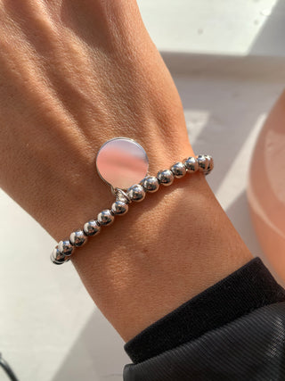 Sterling Silver Ball And Engravable Disc Bracelet