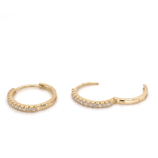 9ct Yellow Gold Castle Set CZ Hoops