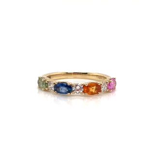 Multi-Colour Earth Grown Sapphire And Diamond Ring