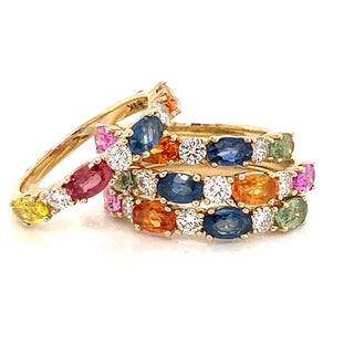 Multi-Colour Earth Grown Sapphire And Diamond Ring