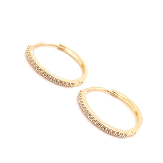 9ct Yellow Gold Petite Stone Set Clicker Hoops
