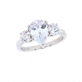 9ct White Gold Pear Shape Cubic Zirconia Ring