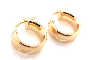 9ct Yellow Gold 6mm Band 14mm Hoop Earring.
