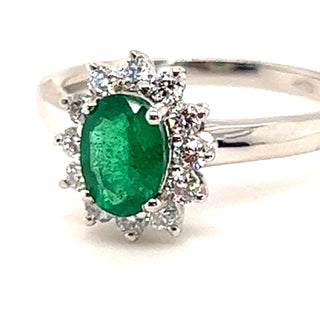 Earth Grown Emerald & Diamond Cluster in 18ct White Gold