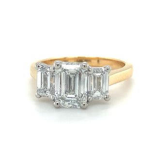 Madison - 18ct Yellow Gold 2.52ct Lab Grown Emerald Cut Three Stone Diamond Ring