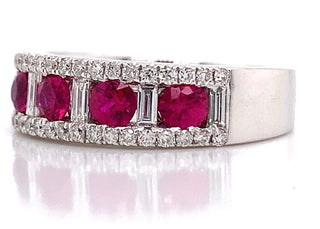 18ct White Gold Earth Grown Ruby And Diamond Band
