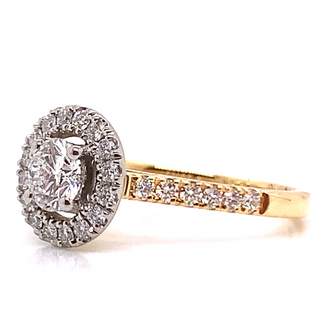 Louise - 18ct Yellow Gold with Platinum Head Halo Earth Grown Diamond Engagement Ring
