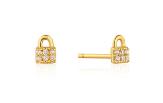 Ania Haie Under Lock & Key Gold Padlock Sparkle Stud Earrings