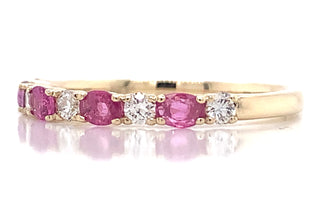 9ct Yellow Gold Earth Grown Ruby And Diamond Band
