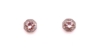 9ct Rose Gold Earth Grown Morganite & Diamond Stud Earrings