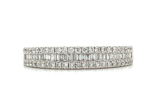 18ct White Gold Round & Baguette Earth Grown Diamond Band