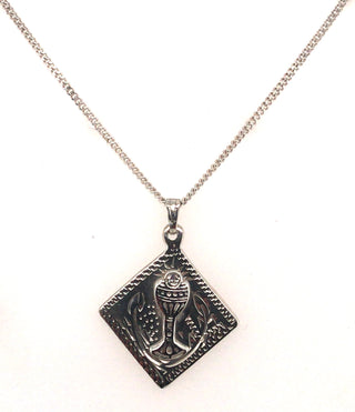Sterling Silver Diamond Shape Chalice Necklace