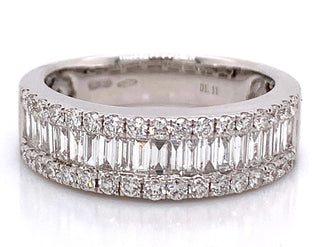 18ct White Gold 1.08ct Baguette And Diamond Band
