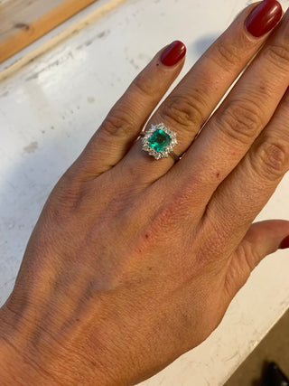 Earth Grown Colombian Emerald & Diamond Ring