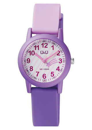 Q & Q Girls Purple Shooting Star Silicone Strap Watch