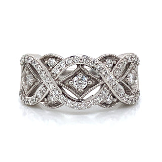 Detailed Design Diamond Band in 18ct White Gold