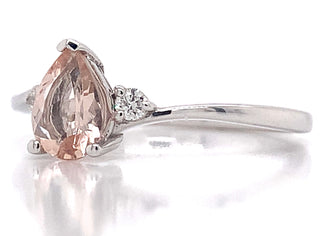9ct White Gold 0.25ct Earth Grown Morganite And Diamond Ring