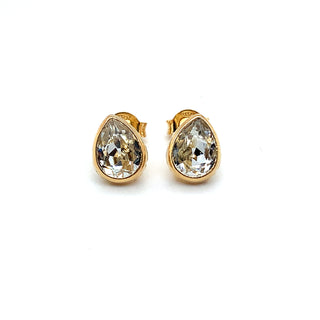 Golden Pear Cz Stud Earrings