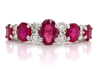 18ct White Gold Oval Ruby And Diamond Ring