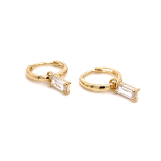 9ct Gold Hoops With Detachable Baguette Charm